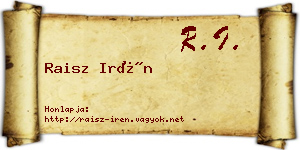 Raisz Irén névjegykártya